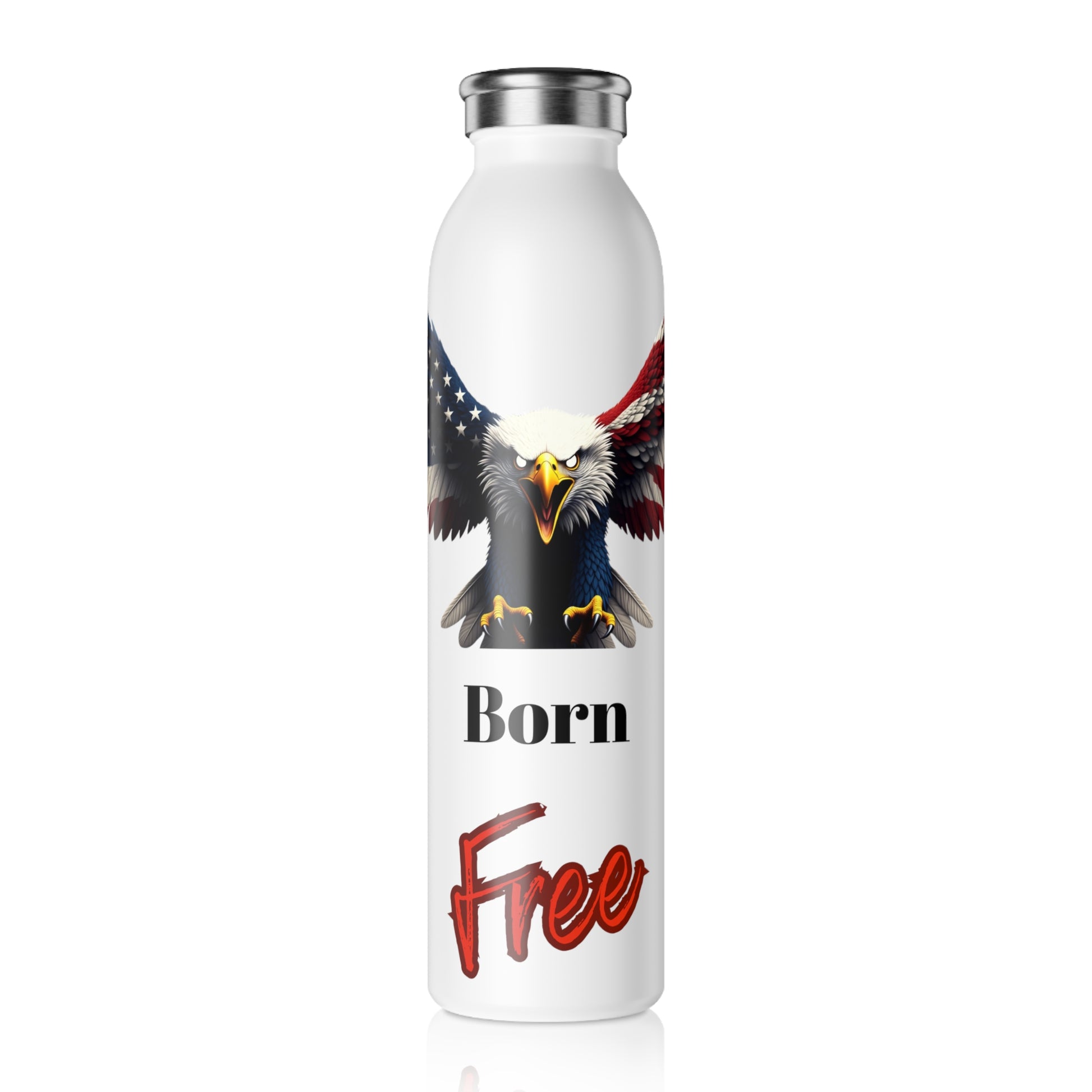 Born Free Patriotic Eagle on a 20oz Stainless Steel Water Bottle