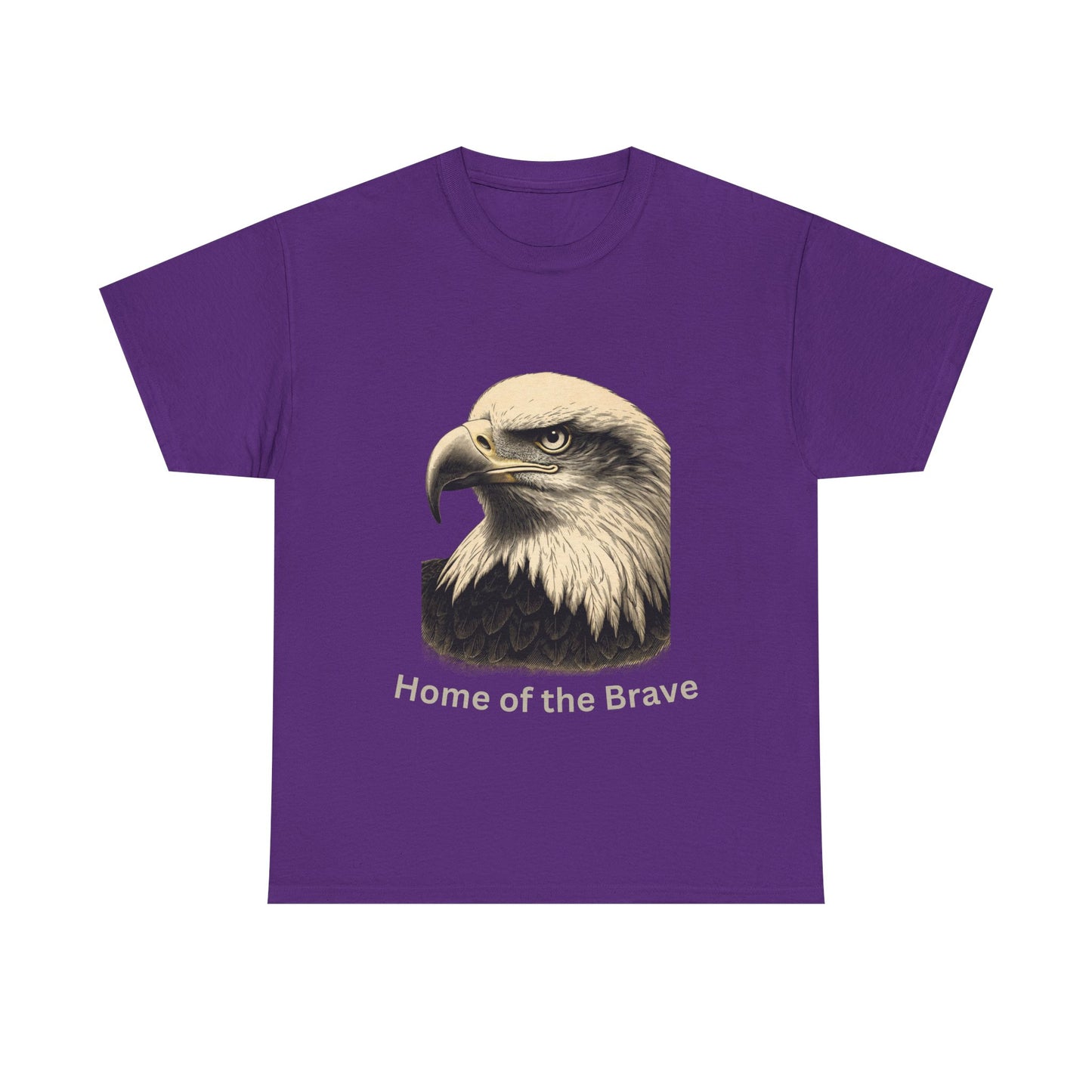Engraved Eagle - Home of the Brave - text on the bottom of a Heavyweight T-shirt