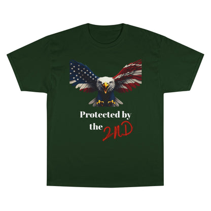Protected By The 2nd Patriotic Eagle on a Champion T-shirt