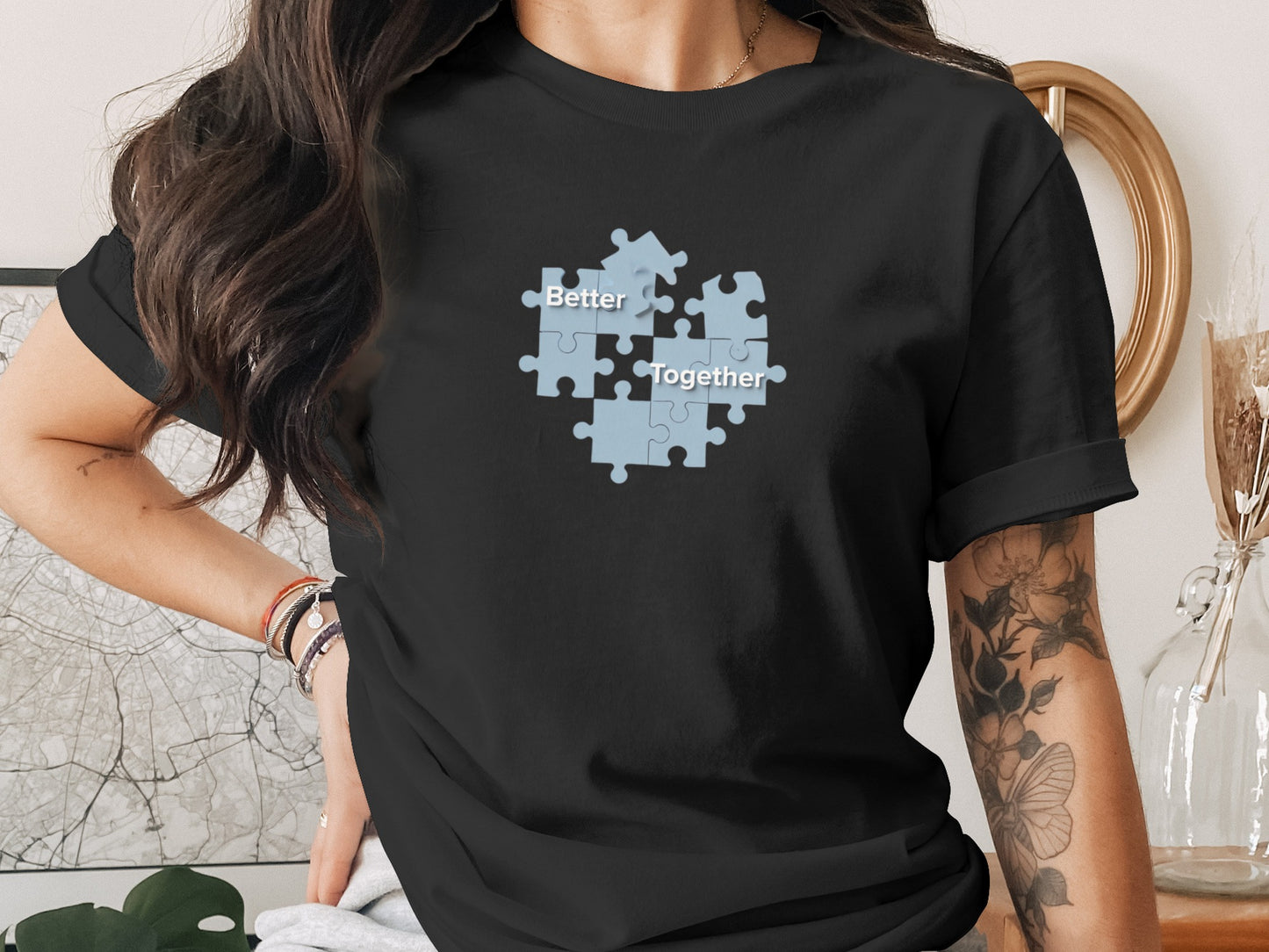 Better Together Puzzle Heart Graphic T-Shirt