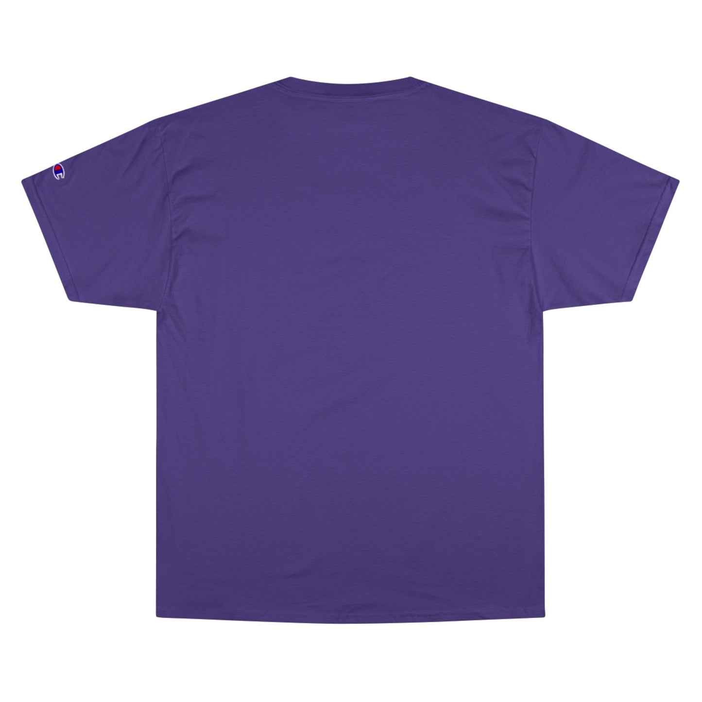 Land of the Free text below an eagle head on a Champion Tee
