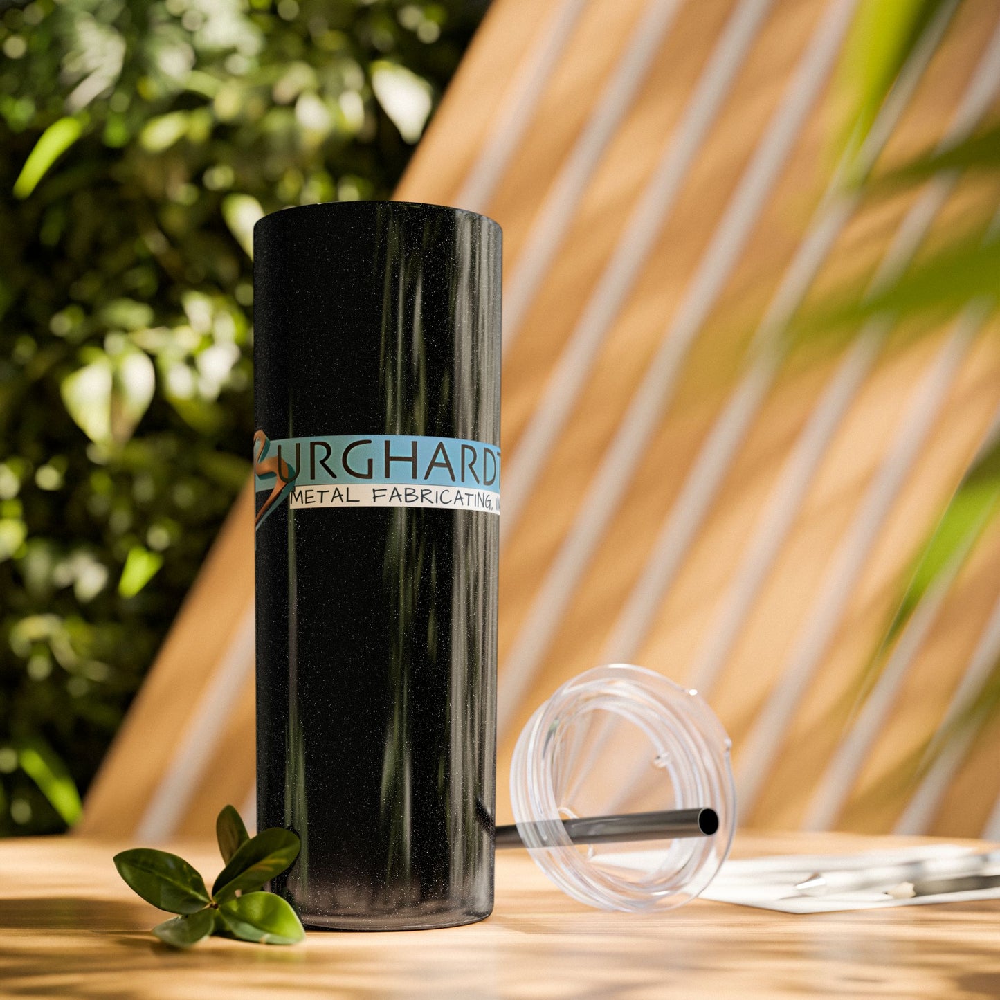 Burghardt Metal Fabricating, Inc., logo on a 20oz Skinny Tumbler
