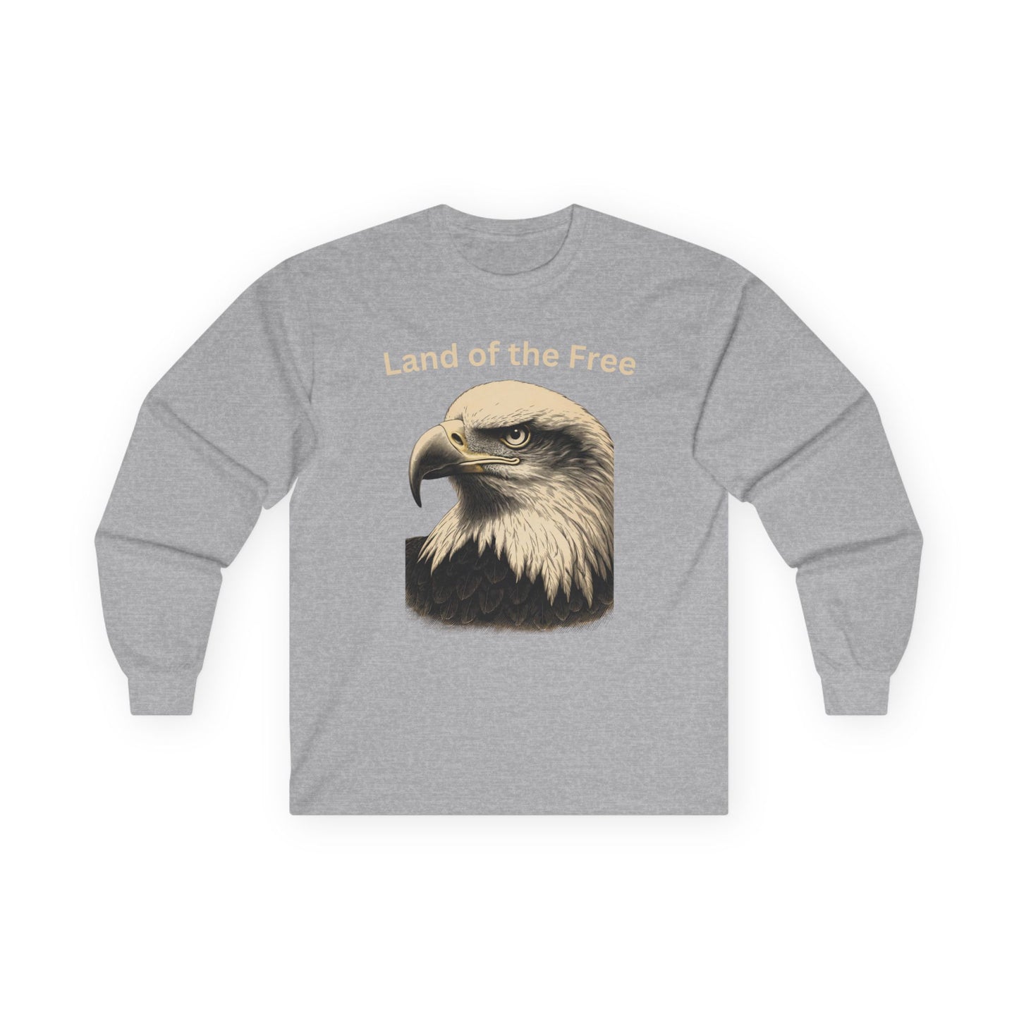 Land of the Free text on a Long-Sleeve Tee
