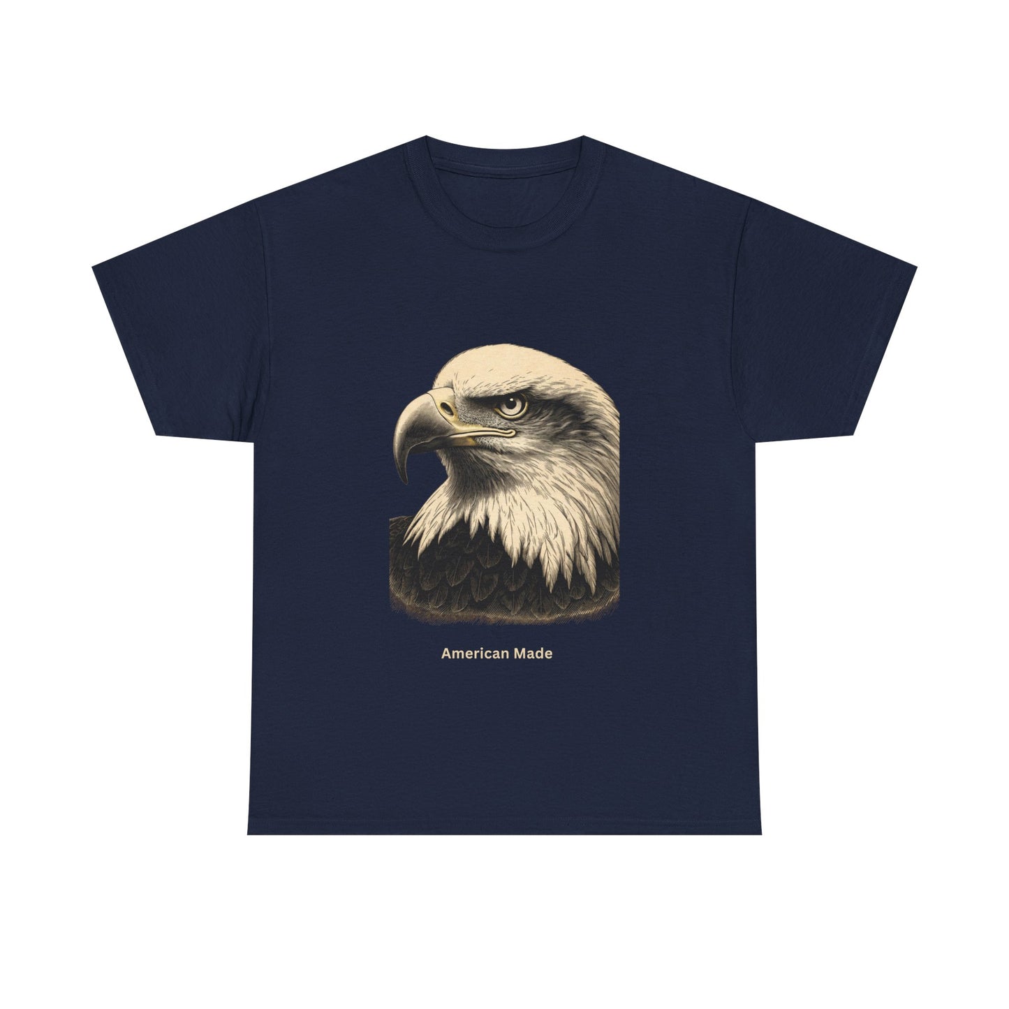 Engraved Eagle - American Made - muted text on the bottom of a Heavyweight T-shirt