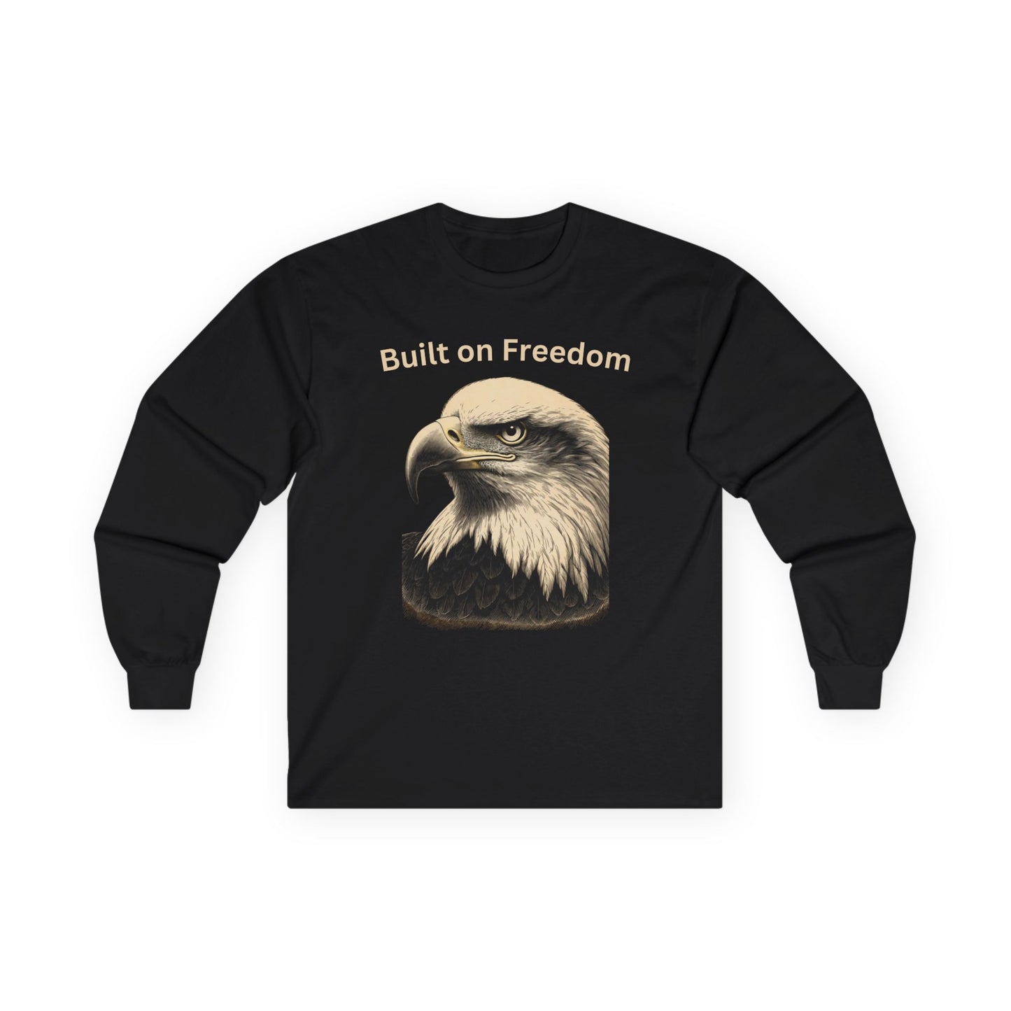 Built on Freedom text on a Long-Sleeve Tee