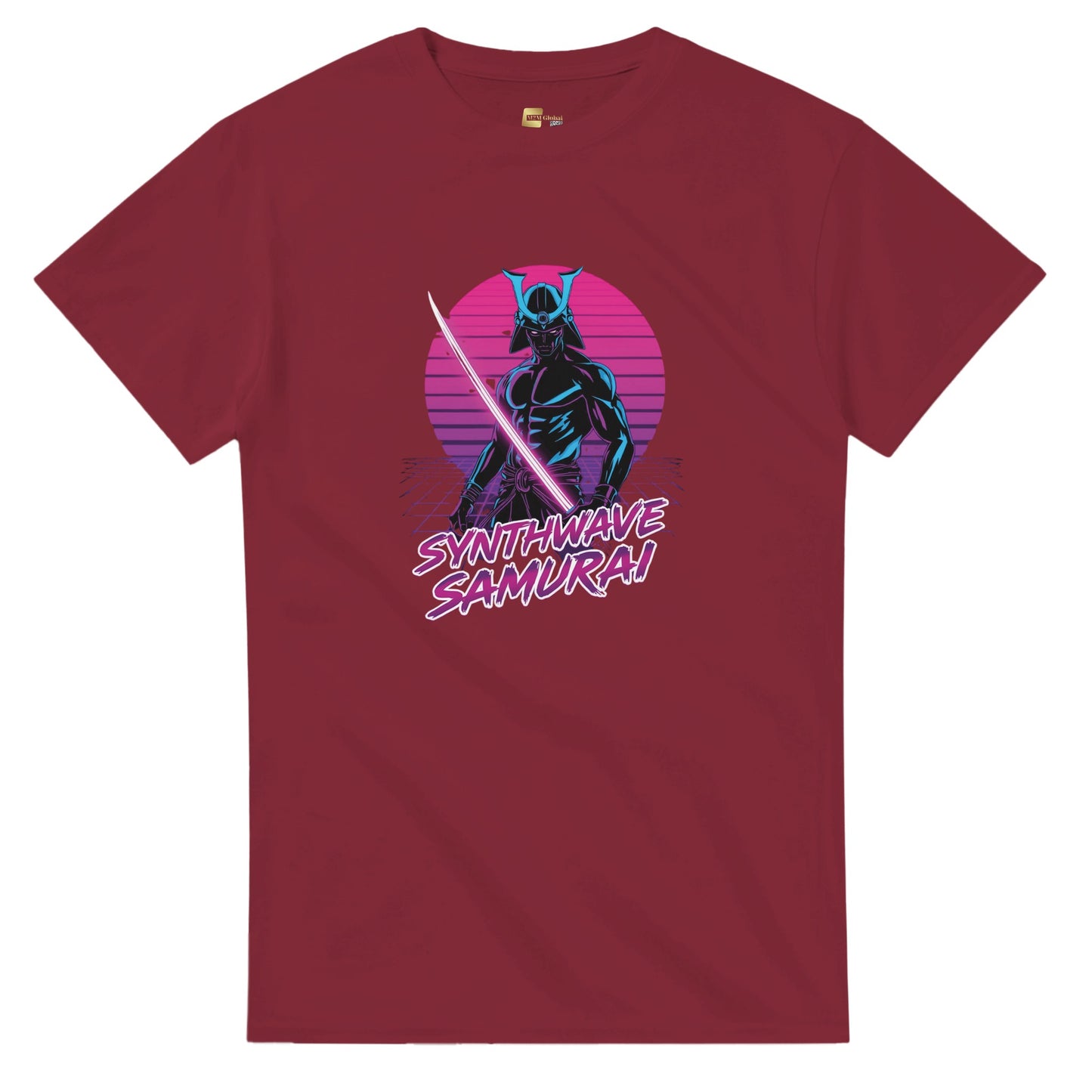 Synthwave Samurai graphic design on a Heavyweight T-shirt