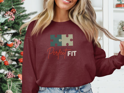 Perfect Fit Puzzle Pieces Graphic Sweatshirt