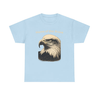 Engraved Eagle - Home of the Brave - text on the top of a Heavyweight T-shirt