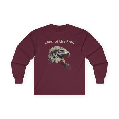 Land of the Free text on a Long-Sleeve Tee