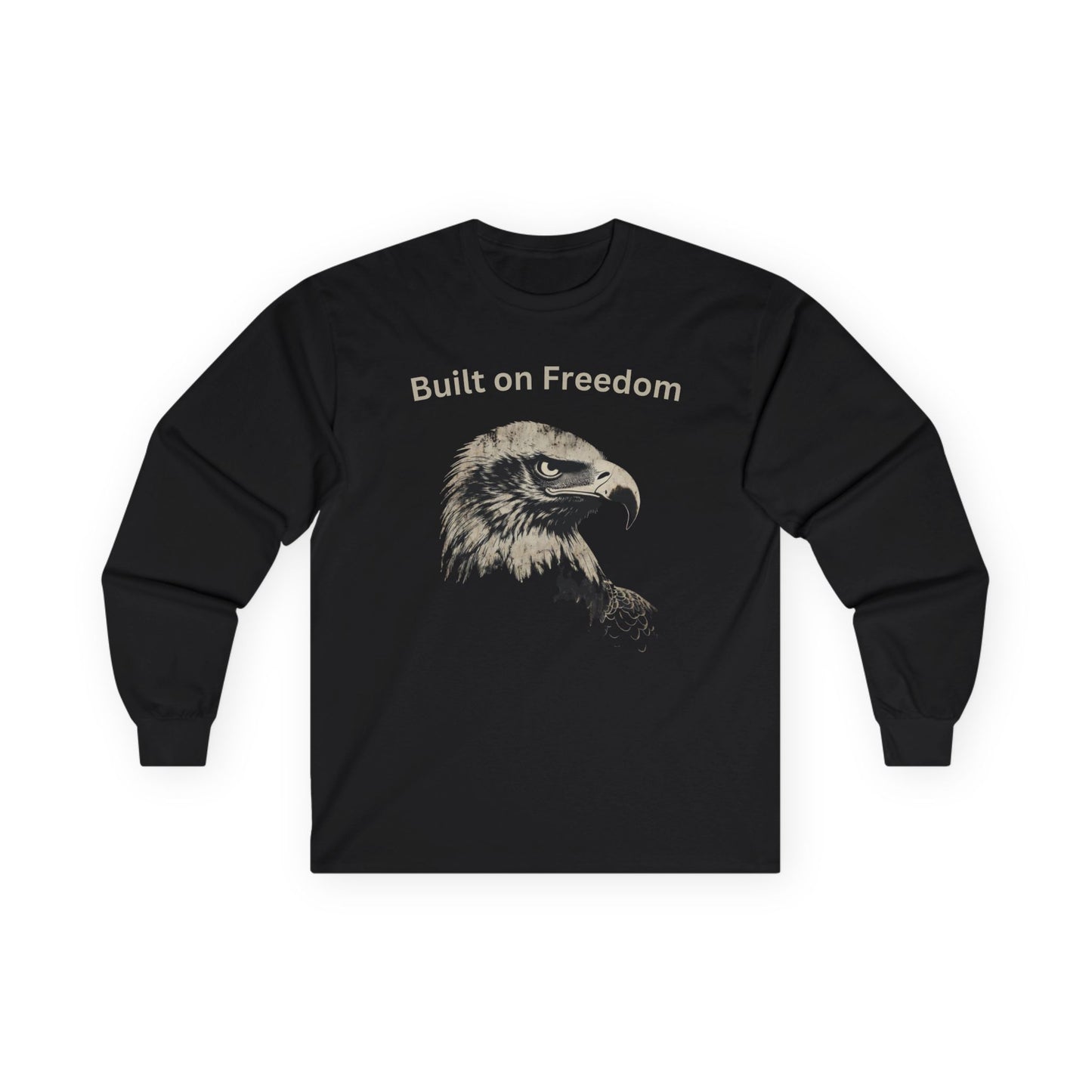 Built of Freedom text on a Long-Sleeve Tee