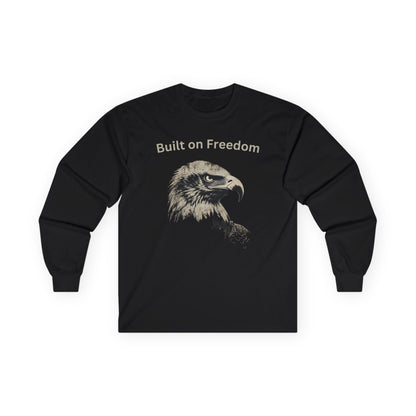 Built of Freedom text on a Long-Sleeve Tee