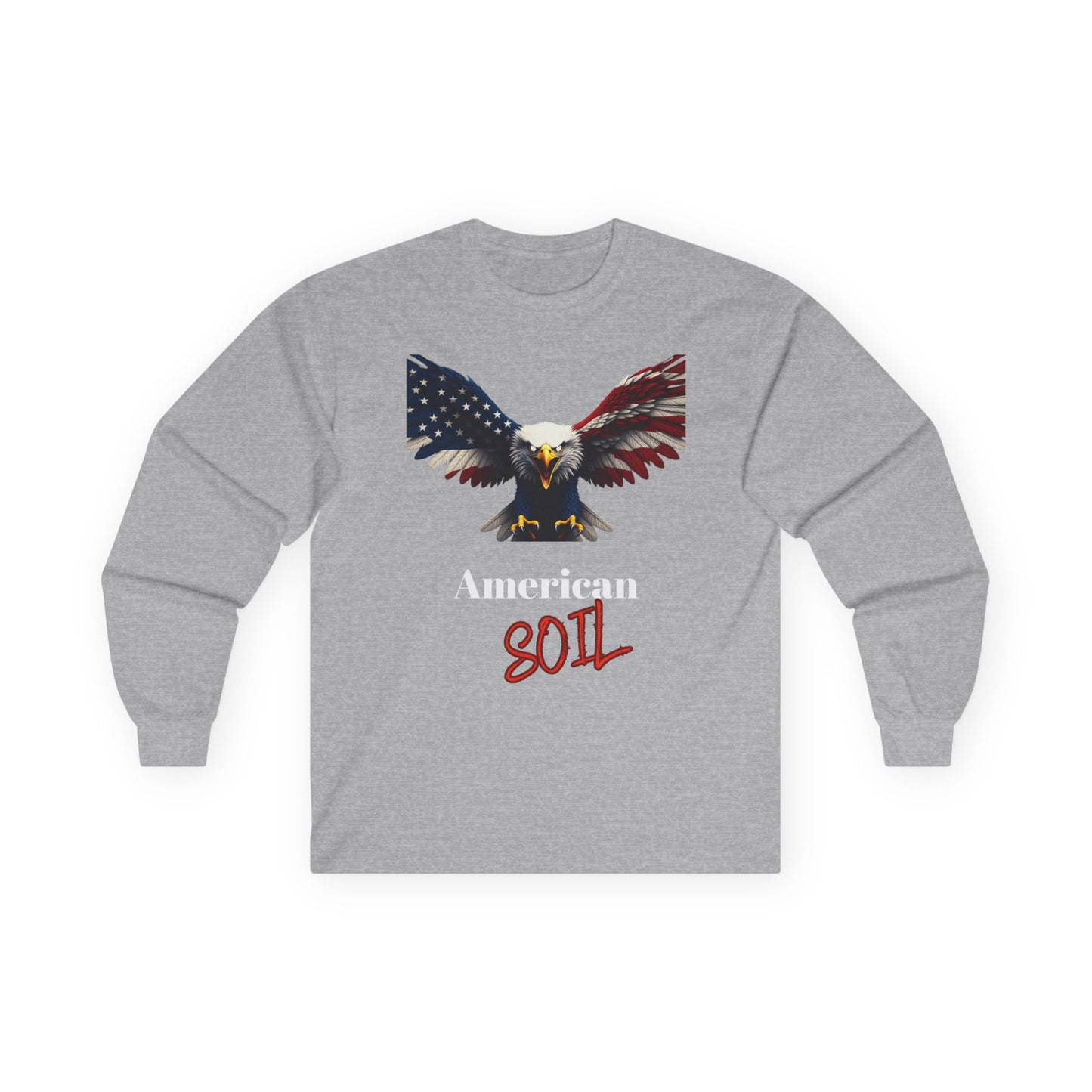 American Soil Patriotic Eagle on a long sleeve tee