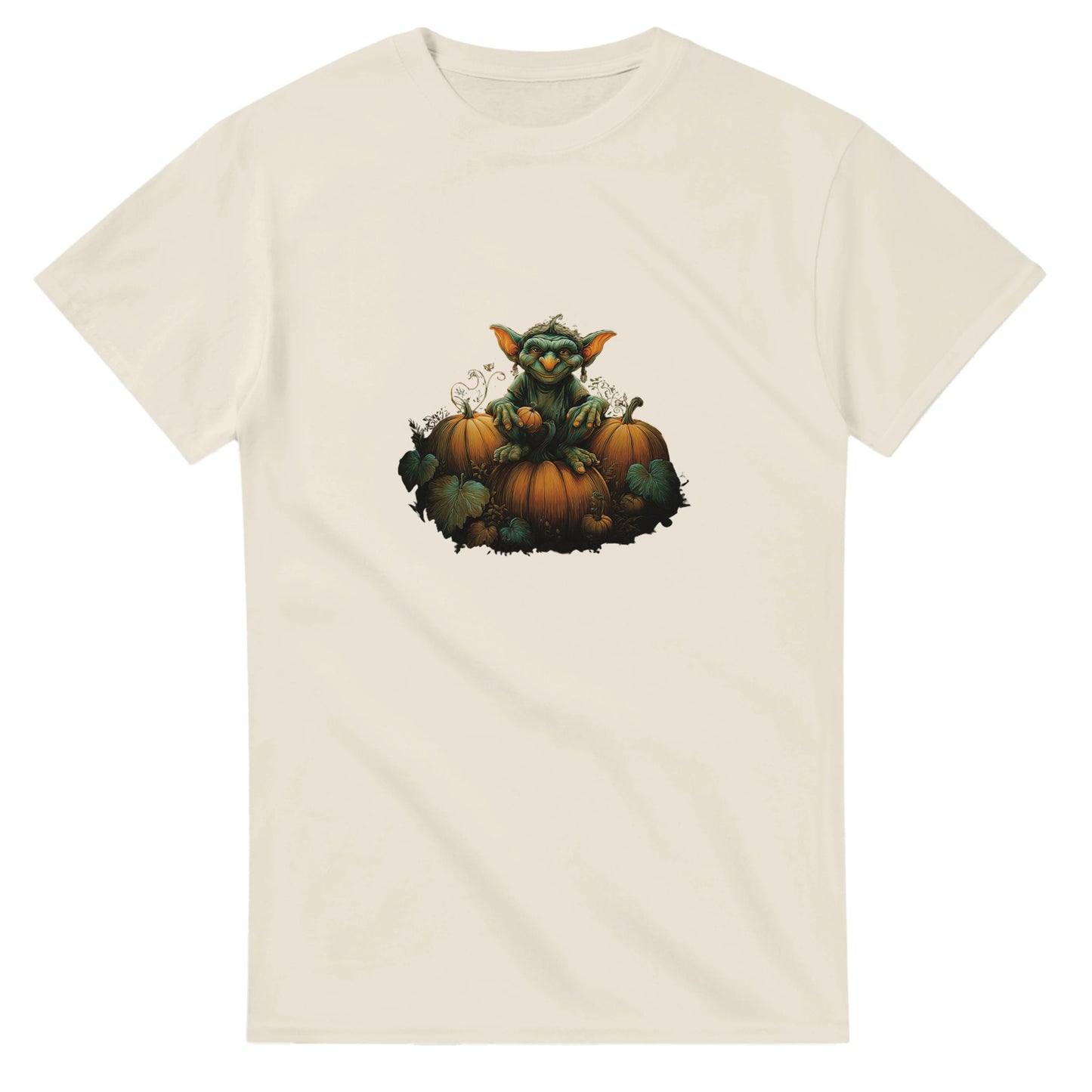 Autumn Goblin & Pumpkins on a Heavyweight T-shirt