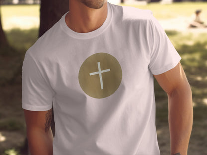 White Cross Gold Circle White Tee product type