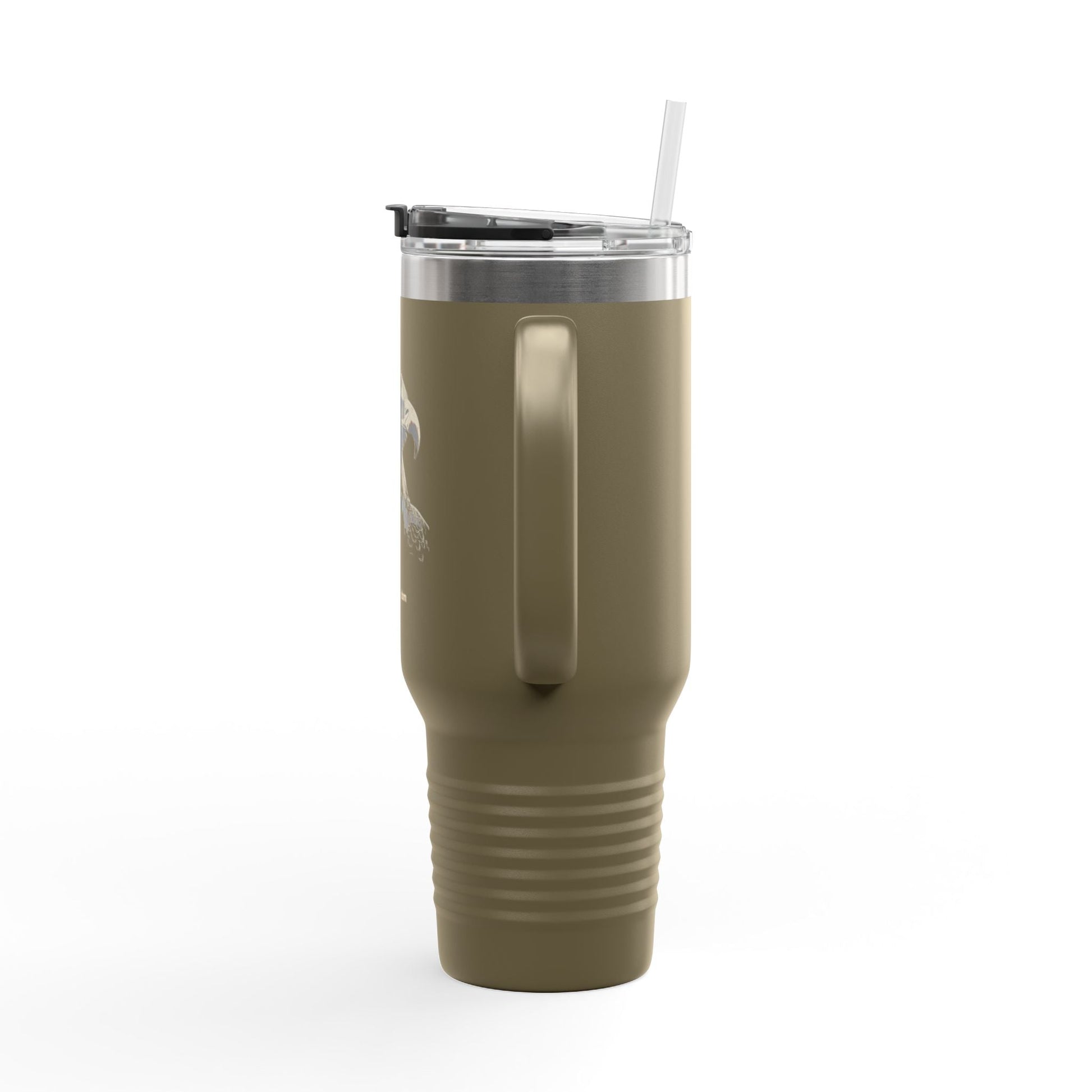 Land of the Free text on the muted of a  40oz Insulated Travel Mug