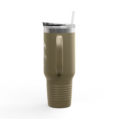 Land of the Free text on the muted of a  40oz Insulated Travel Mug