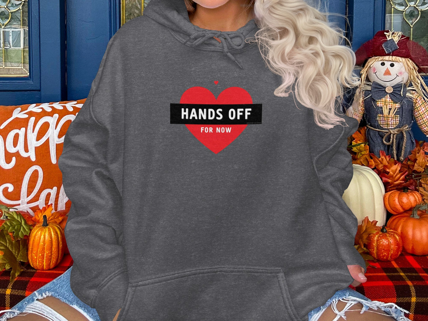 Hands Off For Now Heart Graphic Hoodie