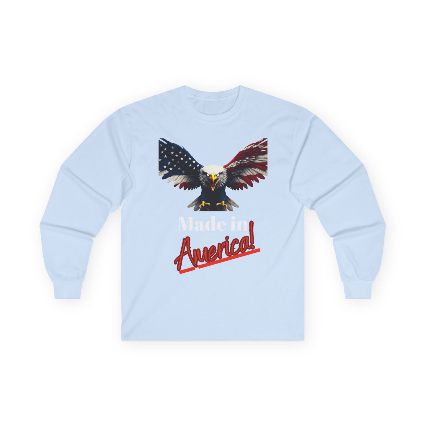 Made In America Patriotic Eagle on a long sleeve tee