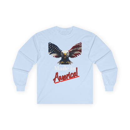 Made In America Patriotic Eagle on a long sleeve tee