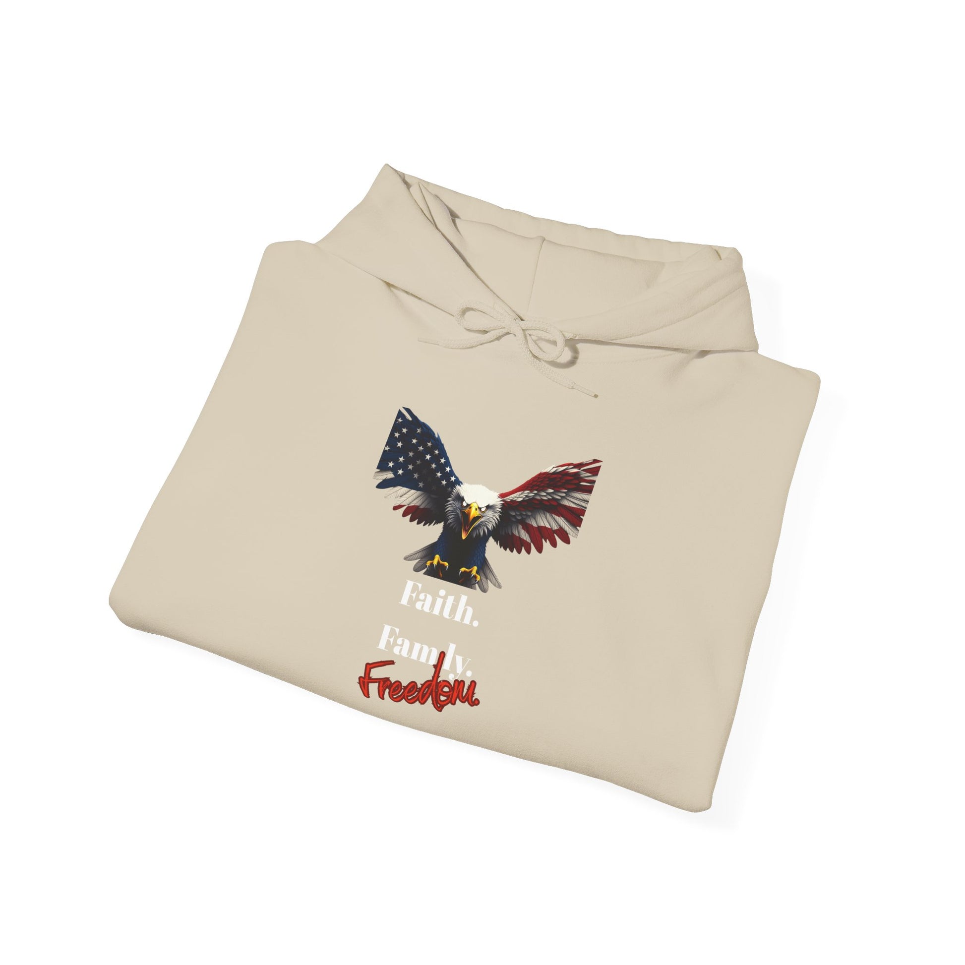 Faith. Family. Freedom Patriotic Eagle on a Pullover Hoodie