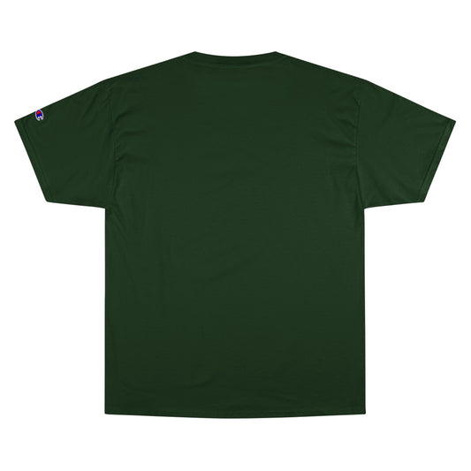 Engraved Eagle - Home of the Brave - text on the muted of a Champion Tee