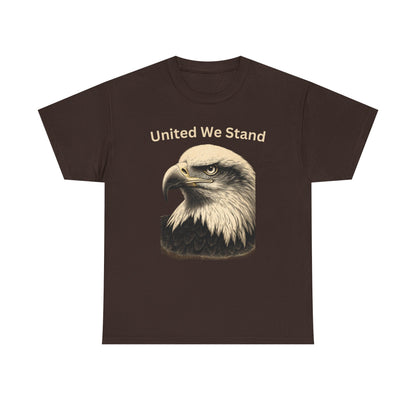 Engraved Eagle - United We Stand - text on the top of a Heavyweight T-shirt