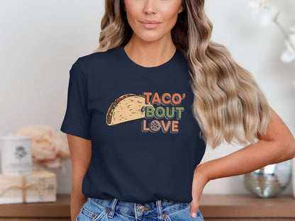 Taco 'Bout Love phrase with a Vintage & Retro design on a Premium Tee