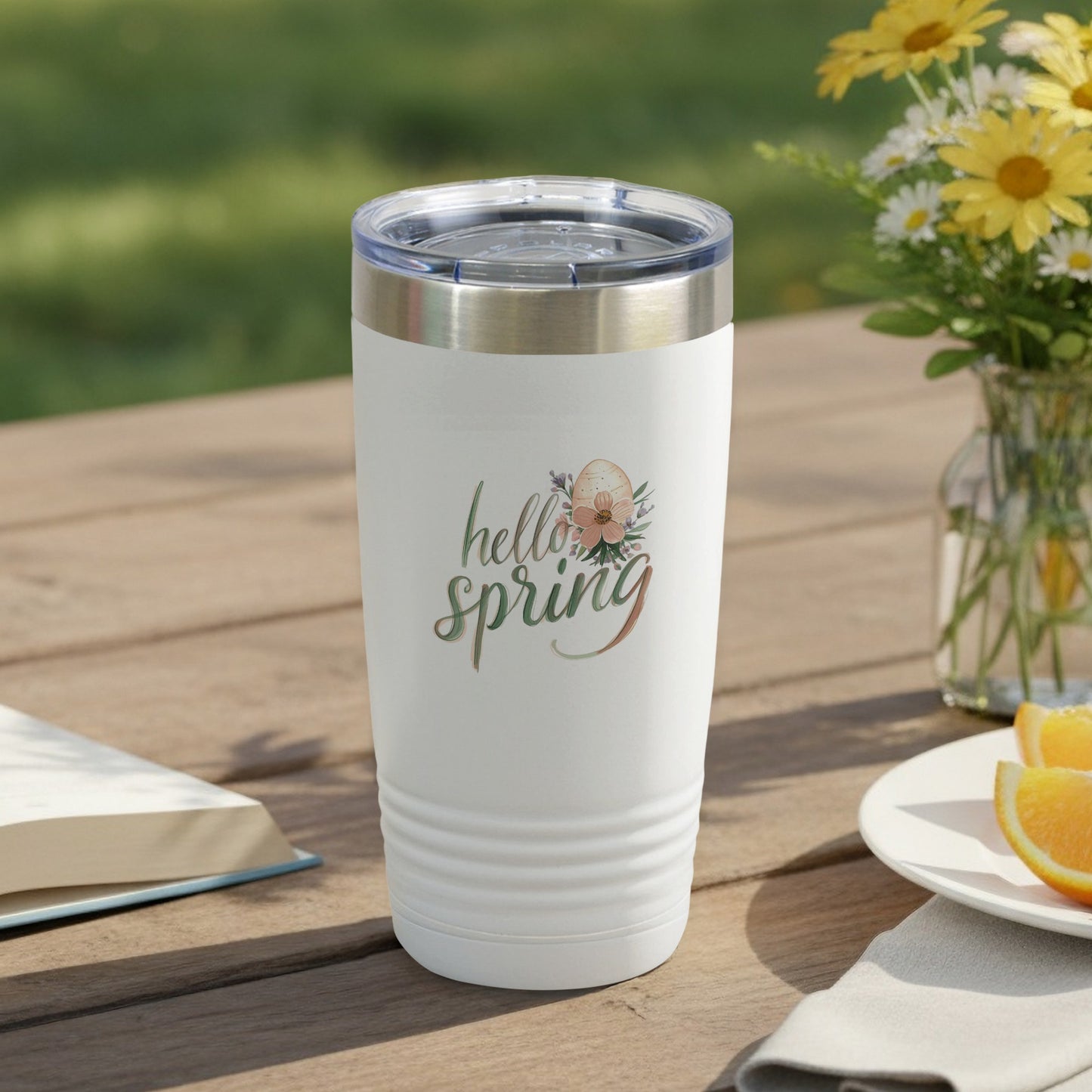Hello Spring Floral Design Insulated Tumbler