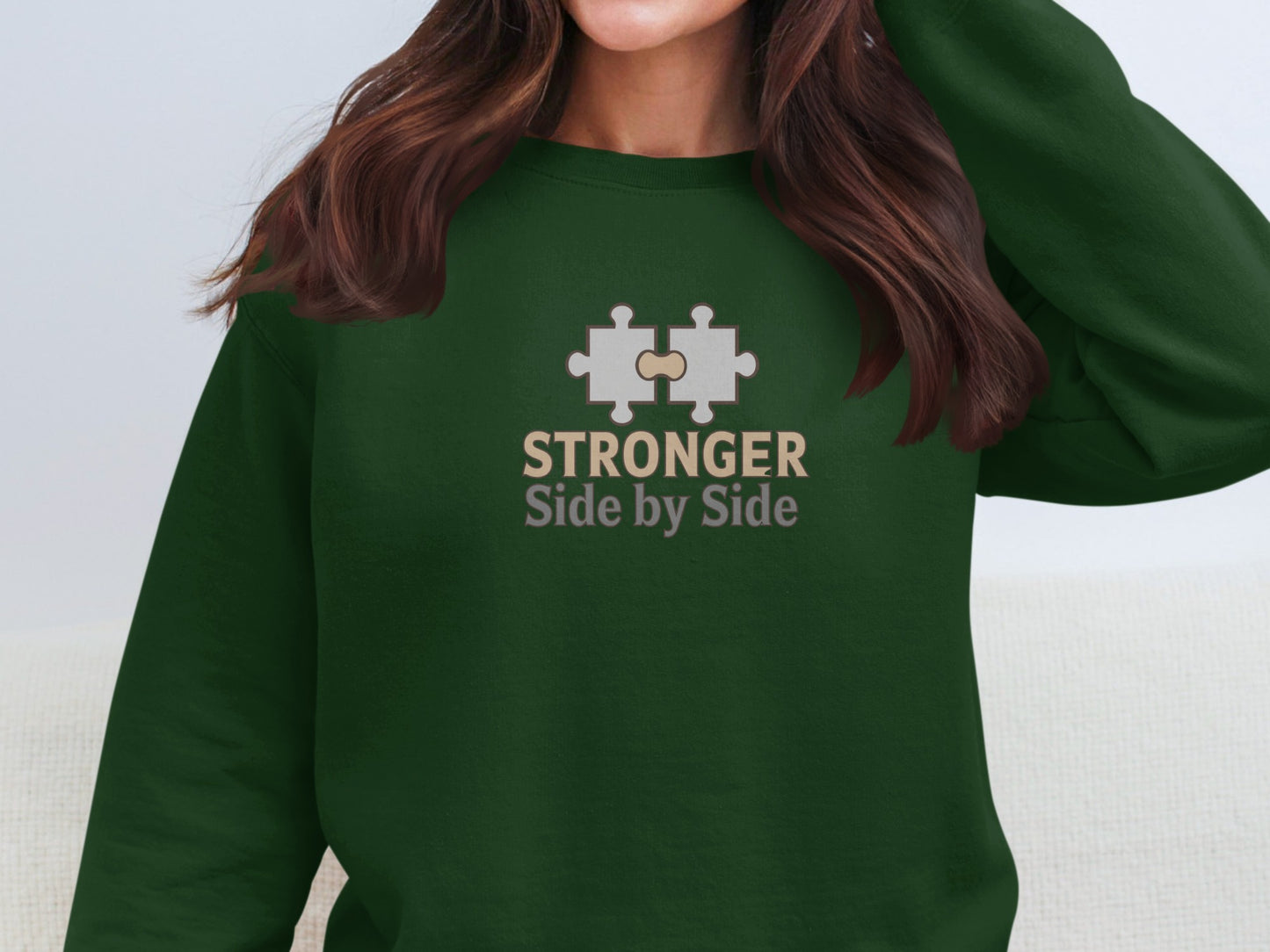 Stronger Side by Side Puzzle Design Sweatshirt