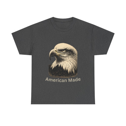 Engraved Eagle - American Made - text on the bottom of a Heavyweight T-shirt