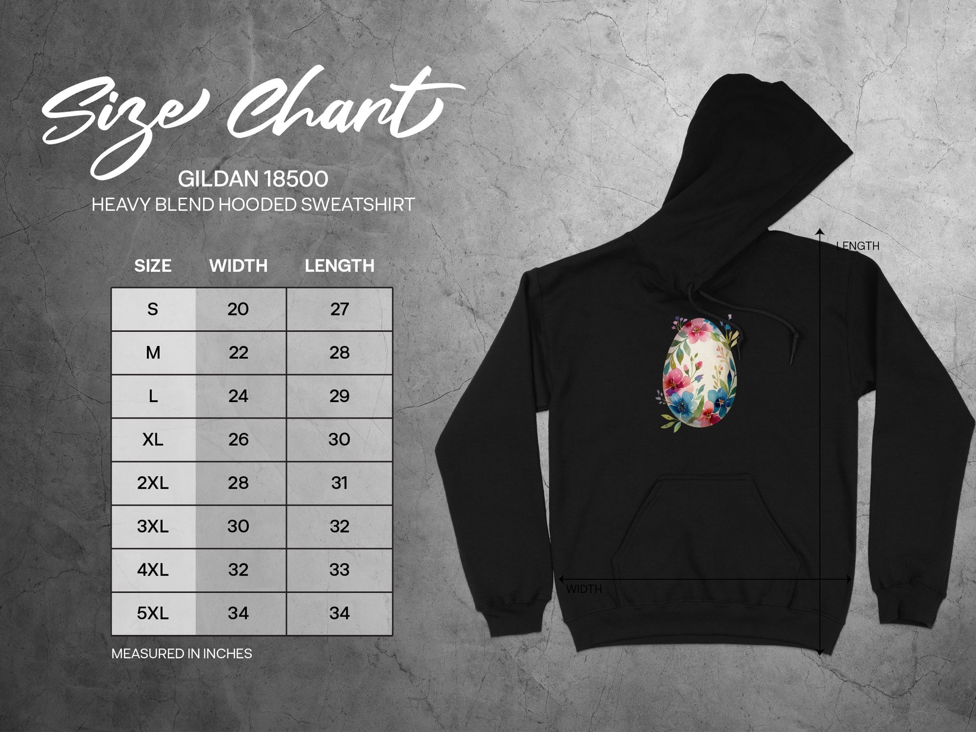 Floral Egg Design Gildan Heavy Blend Hooded Sweatshirt
