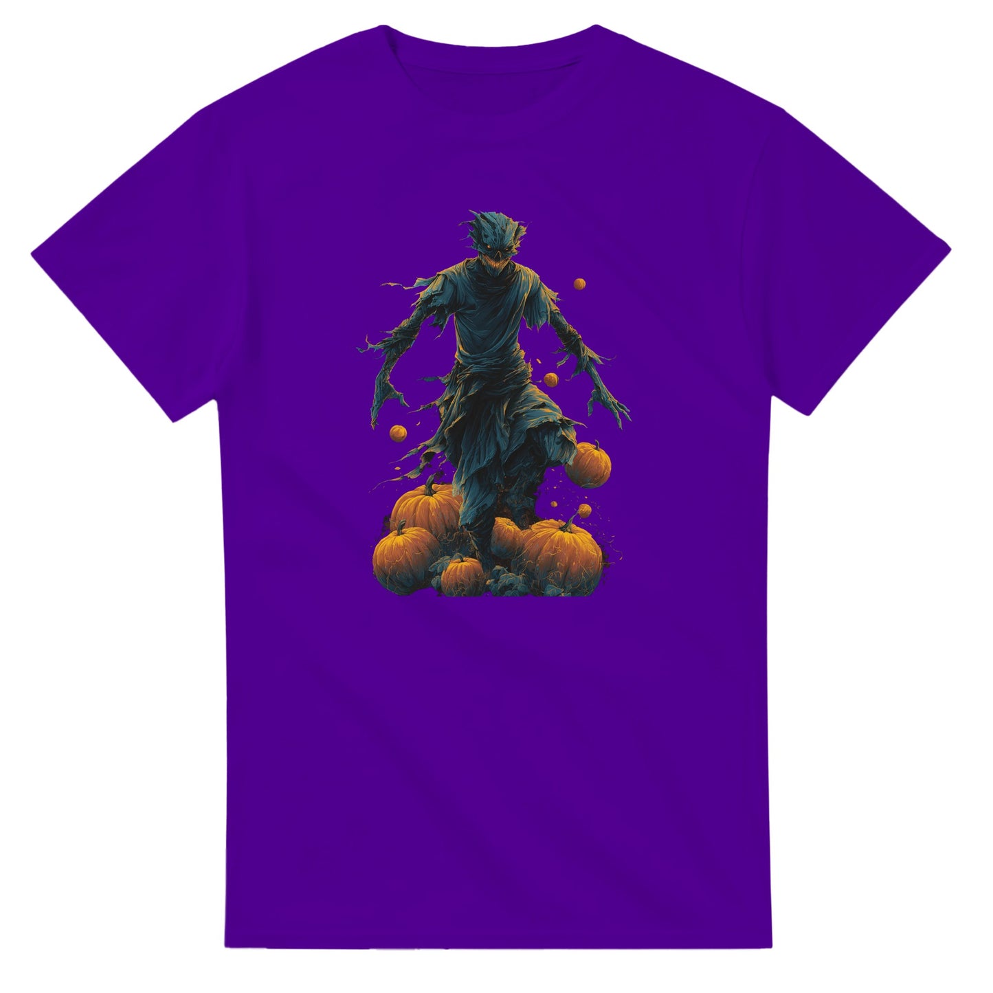 Haunting Harvest Scarecrow on a Heavyweight T-shirt
