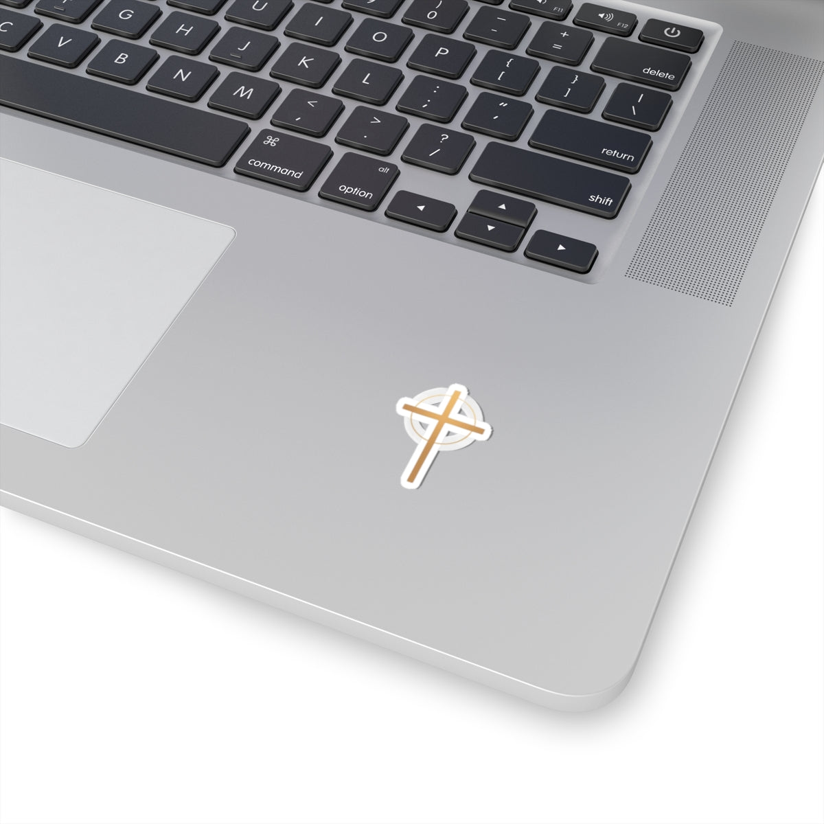 Golden Ring Cross Religious Symbol Laptop Sticker product type