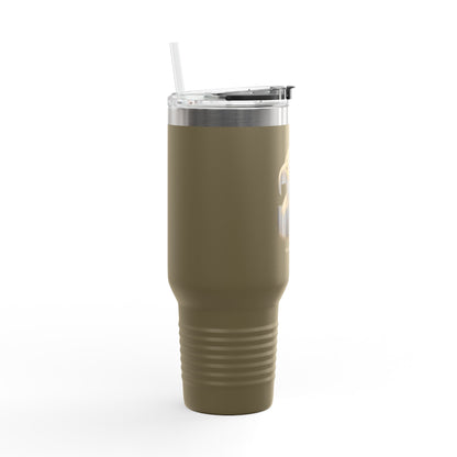 Land of the Free text on the muted of a  40oz Insulated Travel Mug