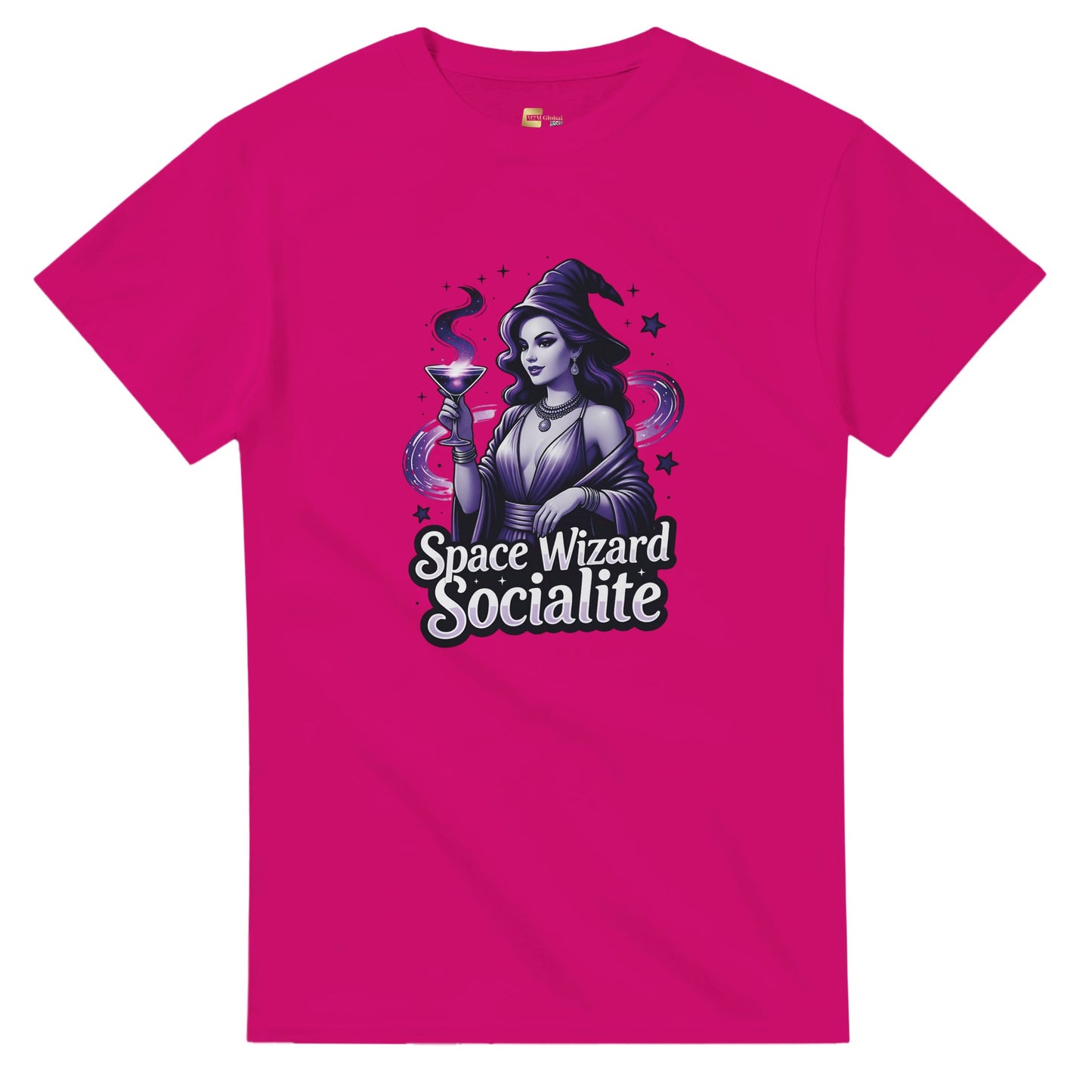 Space Wizard Socialite graphic design on a Heavyweight T-shirt