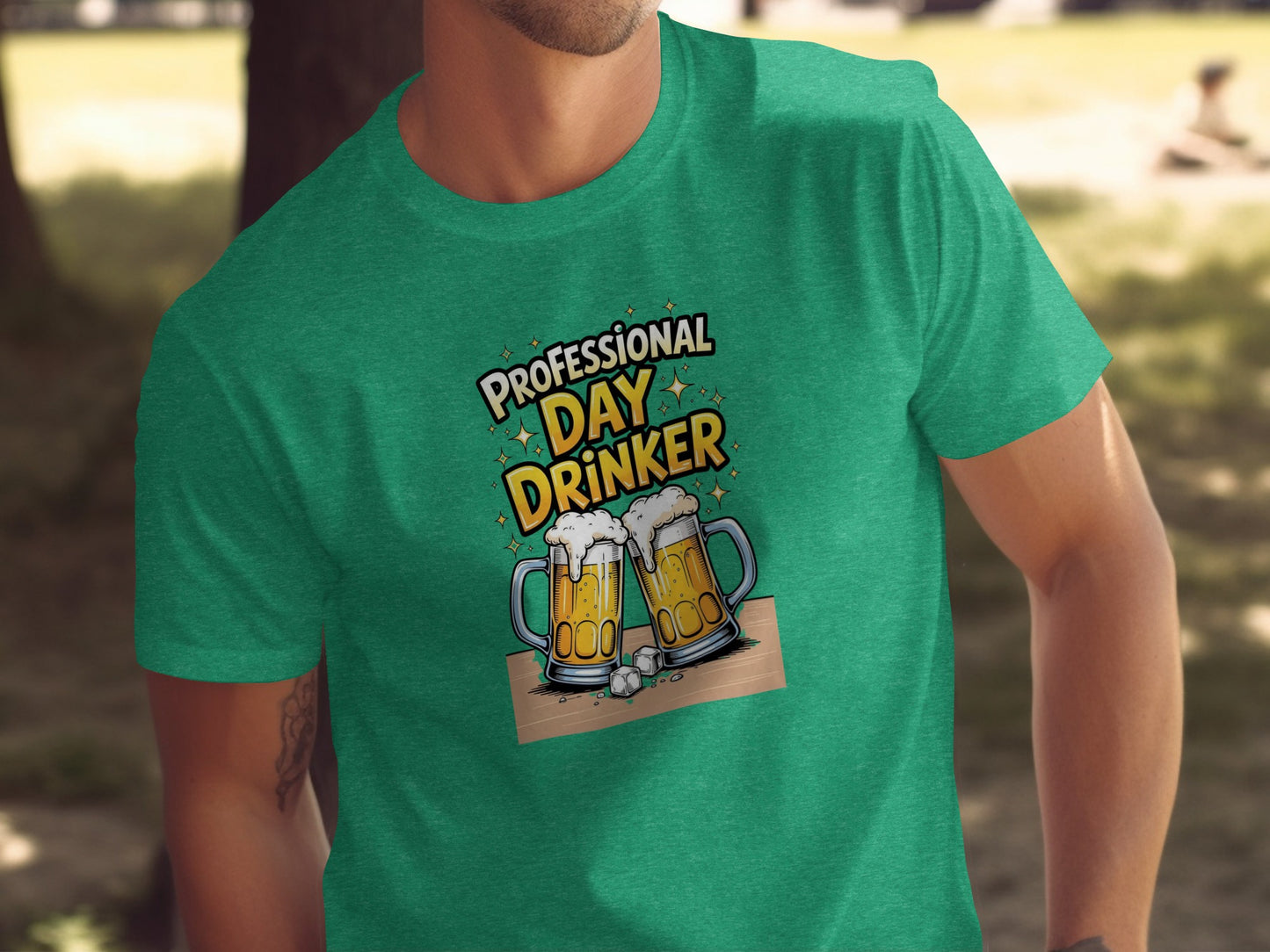 Professional Day Drinker Beer Mug Green T-shirt