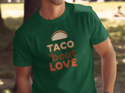 Taco 'Bout Love phrase with a Vintage & Retro design on a Premium Tee