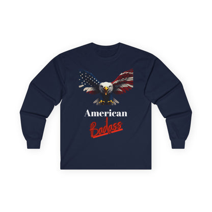 American Badass Patriotic Eagle on a long sleeve tee