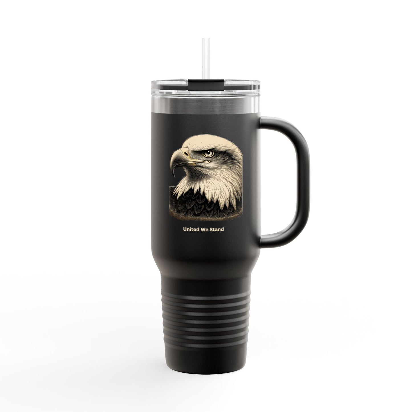 United We Stand text on the muted of a  40oz Insulated Travel Mug