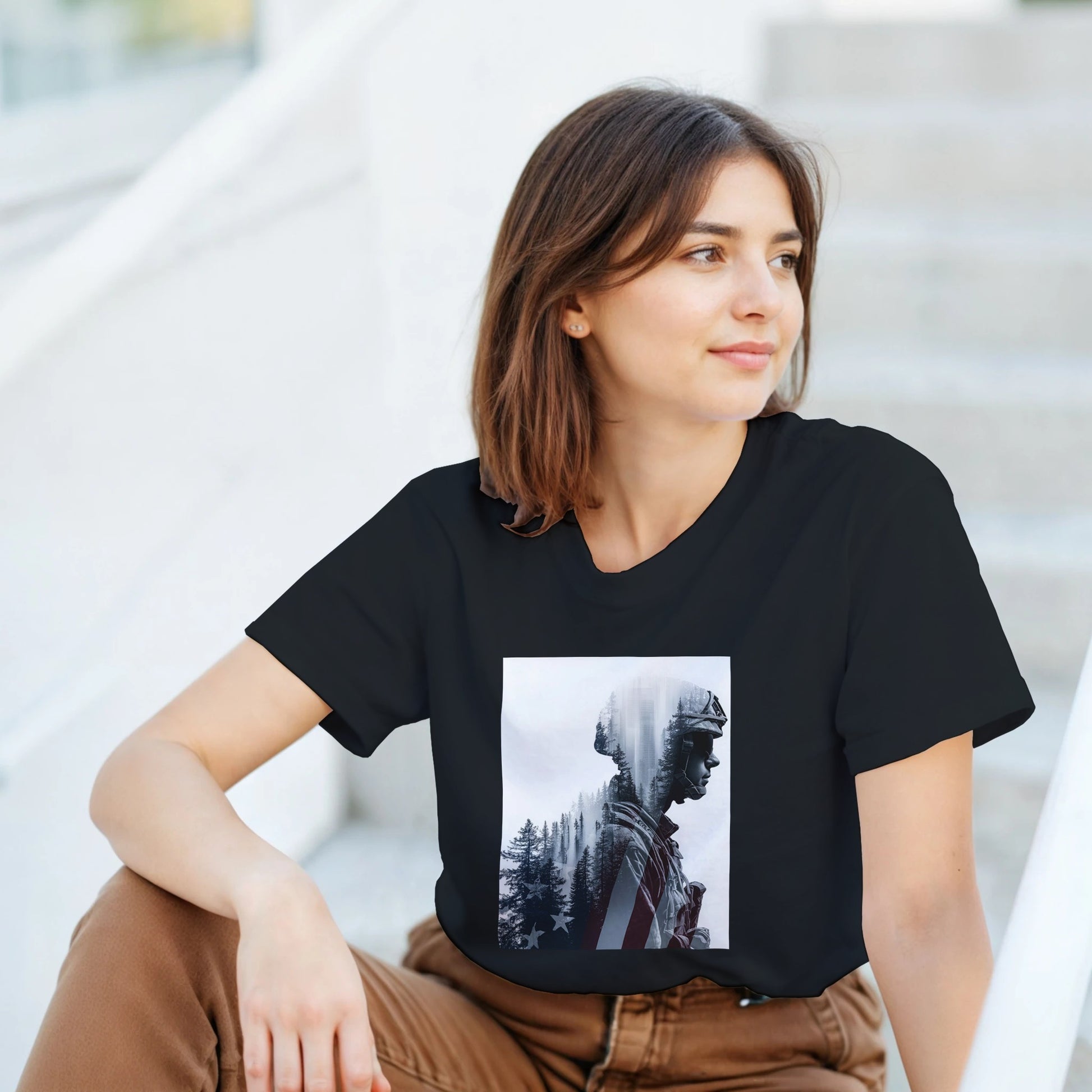 Patriotic Spirit Double Exposure on a heavyweight t-shirt