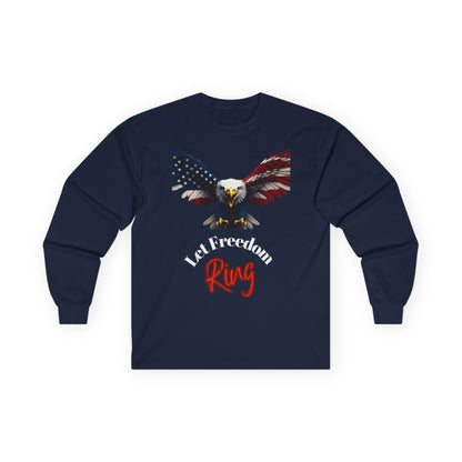 Let Freedom Ring Patriotic Eagle on a long sleeve tee
