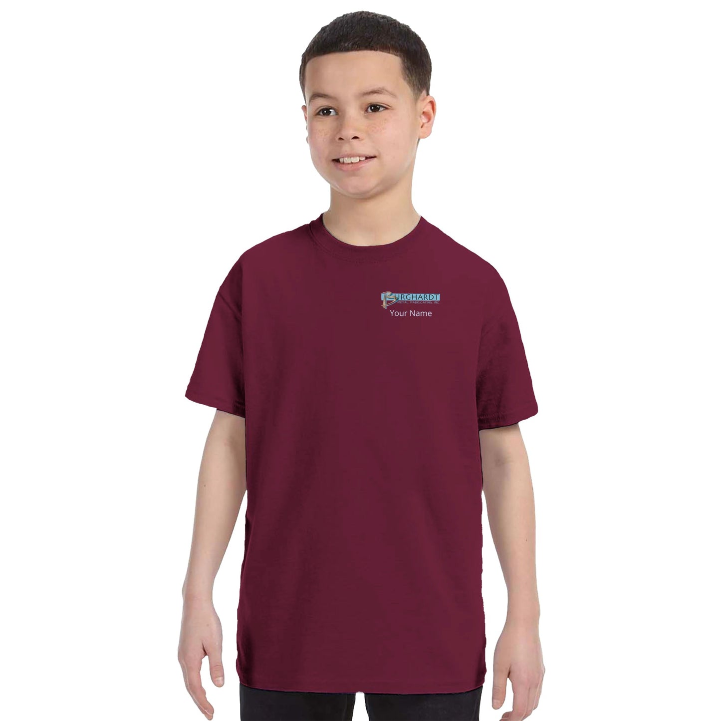 Burghardt Metal Fabricating, Inc., logo on a Kids Crewneck T-shirt