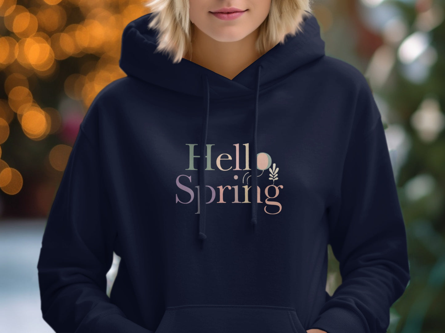 Stylish Hello Spring Hooded Sweatshirt for Trendy Looks