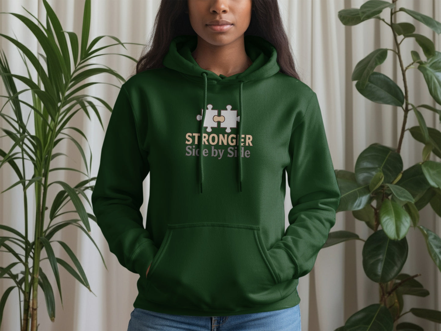 Stronger Side by Side Puzzle Graphic Hoodie