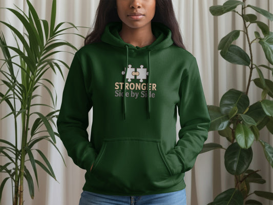 Stronger Side by Side Puzzle Graphic Hoodie