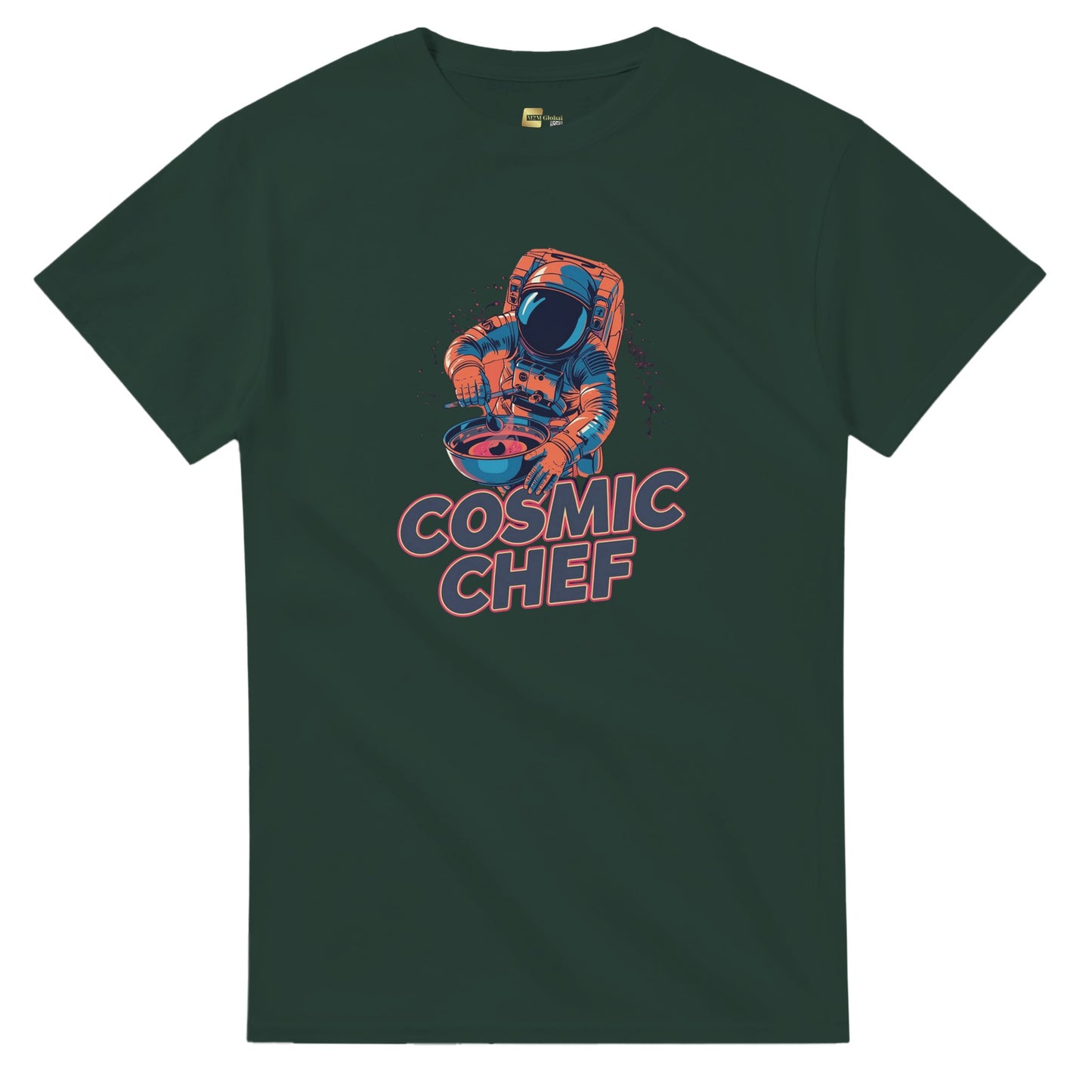 Cosmic Chef Astronaut graphic design on a Heavyweight T-shirt