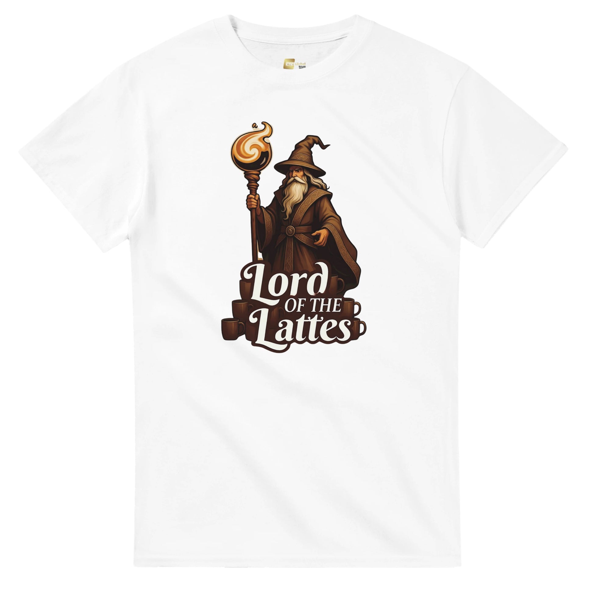 Lord of the Lattes graphic design on a Heavyweight T-shirt
