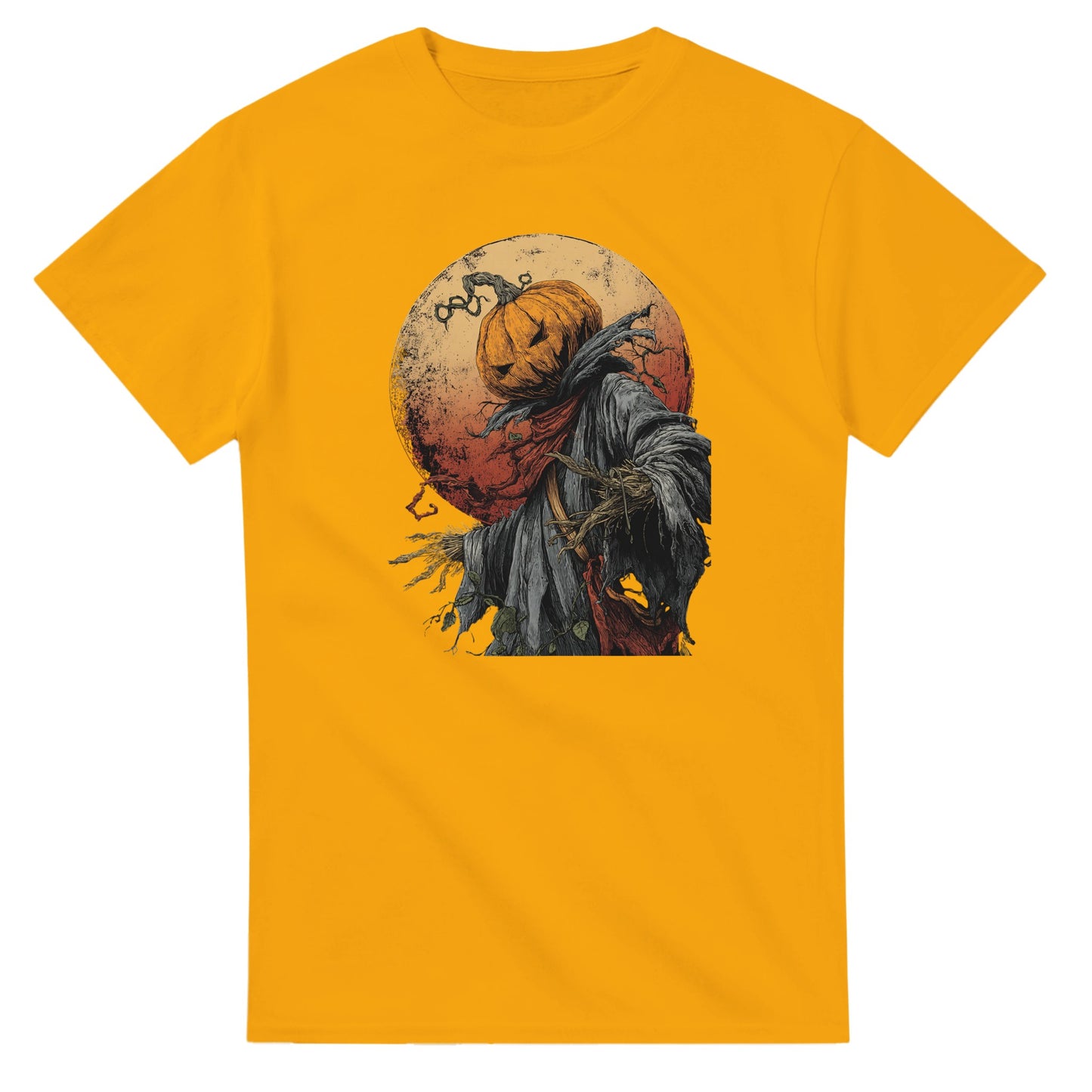 Spooky Pumpkin Scarecrow on a Heavyweight T-shirt