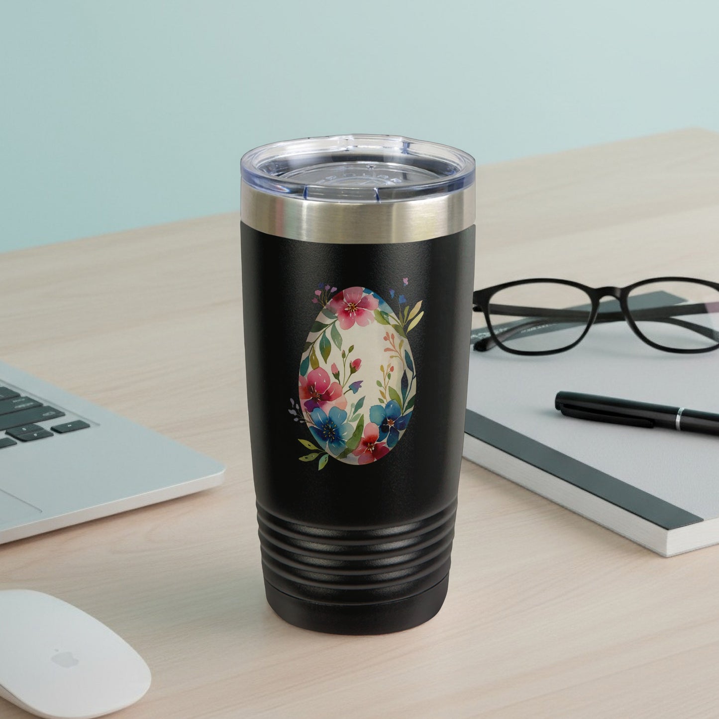 Floral Egg Design Stainless Steel Tumbler Cup