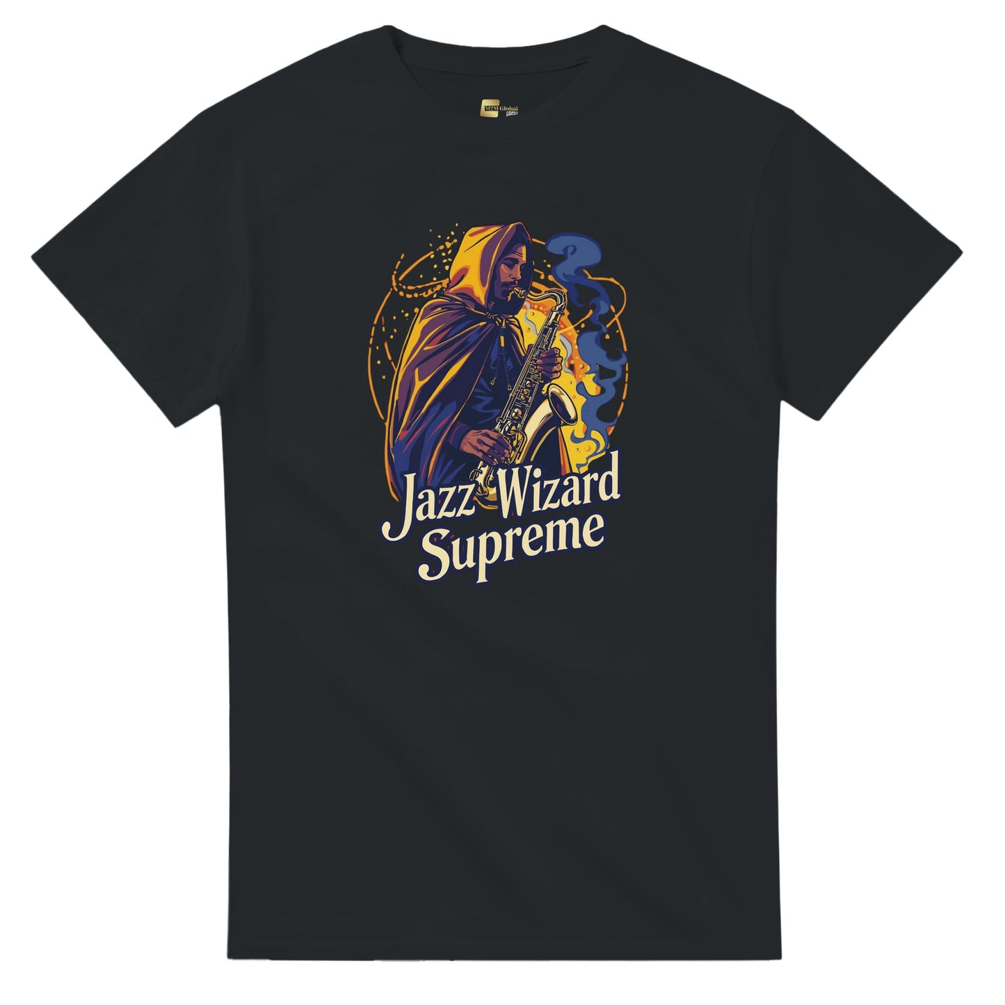 Jazz Wizard Supreme graphic design on a Heavyweight T-shirt